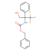 Chemical structure of benzyl N-(1,1,1-trifluoro-3-hydroxy-2-phenylpropan-2-yl)carbamate - CSSB03496568682