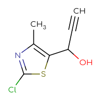 Chemical structure of 1-(2-chloro-4-methyl-1,3-thiazol-5-yl)prop-2-yn-1-ol - CSSB21246429418