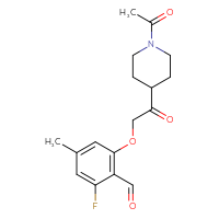 Chemical structure of 2-[2-(1-acetylpiperidin-4-yl)-2-oxoethoxy]-6-fluoro-4-methylbenzaldehyde - CSSB21349260091