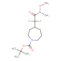 Chemical structure of tert-butyl 4-{difluoro[methoxy(methyl)carbamoyl]methyl}azepane-1-carboxylate - CSSB20777354056