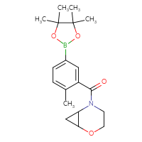 Chemical structure of 5-[2-methyl-5-(4,4,5,5-tetramethyl-1,3,2-dioxaborolan-2-yl)benzoyl]-2-oxa-5-azabicyclo[4.1.0]heptane - CSSB02533514175