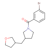 Chemical structure of 1-(3-bromobenzoyl)-3-[(oxolan-3-yl)methyl]pyrrolidine - CSSB06389442673