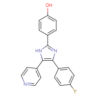 Chemical structure of 4-[4-(4-fluorophenyl)-5-(pyridin-4-yl)-1H-imidazol-2-yl]phenol - CSSB00015189511