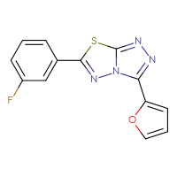 Chemical structure of 6-(3-fluorophenyl)-3-(furan-2-yl)-[1,2,4]triazolo[3,4-b][1,3,4]thiadiazole - CSSB00121637350