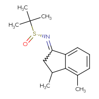 Chemical structure of (R)-N-(3,4-dimethyl-2,3-dihydro-1H-inden-1-ylidene)-2-methylpropane-2-sulfinamide - CSSB21332859619