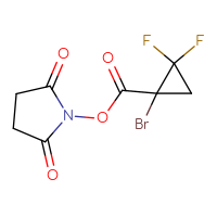 Chemical structure of 2,5-dioxopyrrolidin-1-yl 1-bromo-2,2-difluorocyclopropane-1-carboxylate - CSSB17484214217