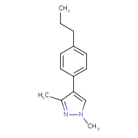 Chemical structure of 1,3-dimethyl-4-(4-propylphenyl)-1H-pyrazole - CSSB01992665652