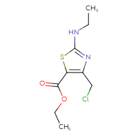 Chemical structure of ethyl 4-(chloromethyl)-2-(ethylamino)-1,3-thiazole-5-carboxylate - CSSB00010196434