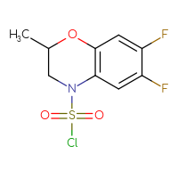 Chemical structure of 6,7-difluoro-2-methyl-3,4-dihydro-2H-1,4-benzoxazine-4-sulfonyl chloride - CSSB21224766734