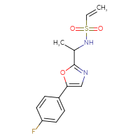 Chemical structure of N-{1-[5-(4-fluorophenyl)-1,3-oxazol-2-yl]ethyl}ethene-1-sulfonamide - CSSB21332116358