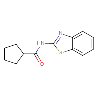Chemical structure of N-(1,3-benzothiazol-2-yl)cyclopentanecarboxamide - CSSB00026373914