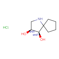 Chemical structure of rac-(3R,4S)-1-azaspiro[4.4]nonane-3,4-diol hydrochloride - CSSS20620678029