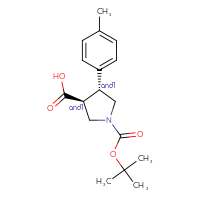 Chemical structure of rac-(3R,4S)-1-[(tert-butoxy)carbonyl]-4-(4-methylphenyl)pyrrolidine-3-carboxylic acid - CSSB00028856018