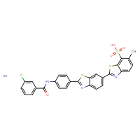 Chemical structure of 2-{2-[4-(3-chlorobenzamido)phenyl]-1,3-benzothiazol-6-yl}-6-methyl-1,3-benzothiazole-7-sulfonic acid amine - CSSB20621659978