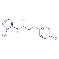 Chemical structure of 2-[(4-chlorophenyl)sulfanyl]-N-(1-methyl-1H-pyrazol-5-yl)acetamide - CSSB02006878136