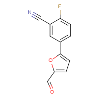 Chemical structure of 2-fluoro-5-(5-formylfuran-2-yl)benzonitrile - CSSB00999681264