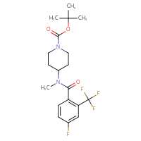 Chemical structure of tert-butyl 4-[N-methyl-4-fluoro-2-(trifluoromethyl)benzamido]piperidine-1-carboxylate - CSSB06500923038