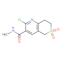 Chemical structure of 2-chloro-N-methyl-6,6-dioxo-5H,7H,8H-6λ⁶-thiopyrano[4,3-b]pyridine-3-carboxamide - CSSB02283621052
