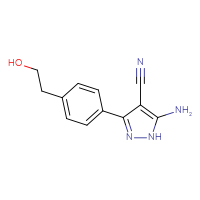 Chemical structure of 5-amino-3-[4-(2-hydroxyethyl)phenyl]-1H-pyrazole-4-carbonitrile - CSSB06591433368