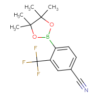 Chemical structure of 4-(4,4,5,5-tetramethyl-1,3,2-dioxaborolan-2-yl)-3-(trifluoromethyl)benzonitrile - CSSB00010042554