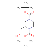 Chemical structure of 1,4-di-tert-butyl 2-(2-hydroxyethyl)piperazine-1,4-dicarboxylate - CSSB00010168790
