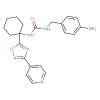 Chemical structure of 3-[(4-methylphenyl)methyl]-1-{1-[3-(pyridin-4-yl)-1,2,4-oxadiazol-5-yl]cyclohexyl}urea - CSSB00025687937