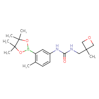 Chemical structure of 1-[4-methyl-3-(4,4,5,5-tetramethyl-1,3,2-dioxaborolan-2-yl)phenyl]-3-[(3-methyloxetan-3-yl)methyl]urea - CSSB21245996706