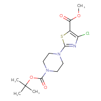 Chemical structure of tert-butyl 4-[4-chloro-5-(methoxycarbonyl)-1,3-thiazol-2-yl]piperazine-1-carboxylate - CSSB00011353878