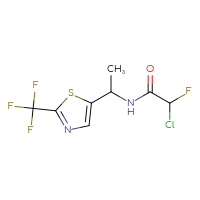 Chemical structure of 2-chloro-2-fluoro-N-{1-[2-(trifluoromethyl)-1,3-thiazol-5-yl]ethyl}acetamide - CSSB21332077685