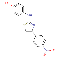 Chemical structure of 4-{[4-(4-nitrophenyl)-1,3-thiazol-2-yl]amino}phenol - CSSB15387179542