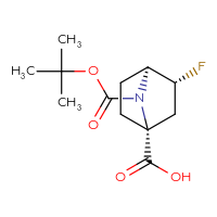 Chemical structure of (1R,3R,4S)-7-[(tert-butoxy)carbonyl]-3-fluoro-7-azabicyclo[2.2.1]heptane-1-carboxylic acid - CSSB21229002029