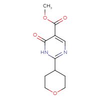 Chemical structure of methyl 2-(oxan-4-yl)-6-oxo-1,6-dihydropyrimidine-5-carboxylate - CSSB00007388683