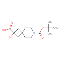 Chemical structure of 7-[(tert-butoxy)carbonyl]-2-hydroxy-7-azaspiro[3.5]nonane-2-carboxylic acid - CSSB00111968807