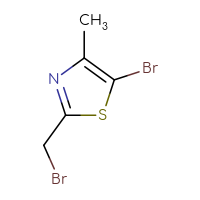 Chemical structure of 5-bromo-2-(bromomethyl)-4-methyl-1,3-thiazole - CSSB00010114286