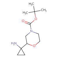 Chemical structure of tert-butyl 2-(1-aminocyclopropyl)morpholine-4-carboxylate - CSSB00103055428