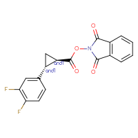 Chemical structure of rac-1,3-dioxo-2,3-dihydro-1H-isoindol-2-yl (1R,2R)-2-(3,4-difluorophenyl)cyclopropane-1-carboxylate - CSSB02125422565