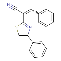 Chemical structure of 3-phenyl-2-(4-phenyl-1,3-thiazol-2-yl)prop-2-enenitrile - CSSB00046148002