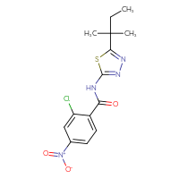 Chemical structure of 2-chloro-N-[5-(2-methylbutan-2-yl)-1,3,4-thiadiazol-2-yl]-4-nitrobenzamide - CSSB00121666604