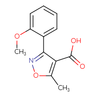 Chemical structure of 3-(2-methoxyphenyl)-5-methyl-1,2-oxazole-4-carboxylic acid - CSSB00005833190