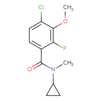 Chemical structure of 4-chloro-N-cyclopropyl-2-fluoro-3-methoxy-N-methylbenzamide - CSSB06475920696