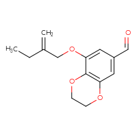Chemical structure of 8-(2-methylidenebutoxy)-2,3-dihydro-1,4-benzodioxine-6-carbaldehyde - CSSB14911822018