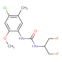 Chemical structure of 1-(4-chloro-2-methoxy-5-methylphenyl)-3-(1,3-difluoropropan-2-yl)urea - CSSB02019626470