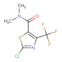 Chemical structure of 2-chloro-N,N-dimethyl-4-(trifluoromethyl)-1,3-thiazole-5-carboxamide - CSSB02283616757