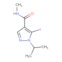 Chemical structure of 5-iodo-N-methyl-1-(propan-2-yl)-1H-pyrazole-4-carboxamide - CSSB01991076542