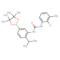 Chemical structure of 1-(2-chloro-3-methylphenyl)-3-[2-(propan-2-yl)-5-(4,4,5,5-tetramethyl-1,3,2-dioxaborolan-2-yl)phenyl]urea - CSSB21332058137