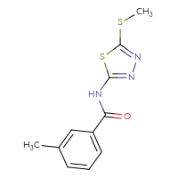 Chemical structure of 3-methyl-N-[5-(methylsulfanyl)-1,3,4-thiadiazol-2-yl]benzamide - CSSB00121651153