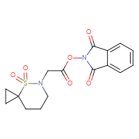 Chemical structure of 1,3-dioxo-2,3-dihydro-1H-isoindol-2-yl 2-{4,4-dioxo-4λ⁶-thia-5-azaspiro[2.5]octan-5-yl}acetate - CSMB00116217176