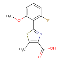Chemical structure of 2-(2-fluoro-6-methoxyphenyl)-5-methyl-1,3-thiazole-4-carboxylic acid - CSSB00008638809