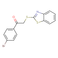 Chemical structure of 2-(1,3-benzothiazol-2-ylsulfanyl)-1-(4-bromophenyl)ethan-1-one - CSSB00046360309