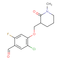 Chemical structure of 5-chloro-2-fluoro-4-[(1-methyl-2-oxopiperidin-3-yl)methoxy]benzaldehyde - CSSB21331793863